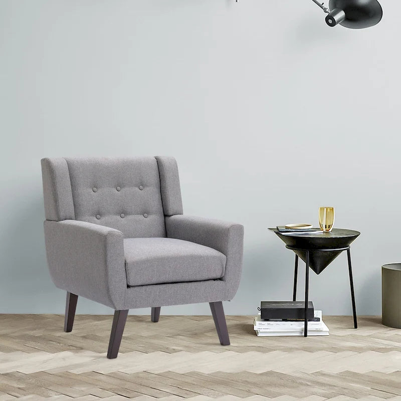 Modern Linen Button Tufted Arm Chair 5