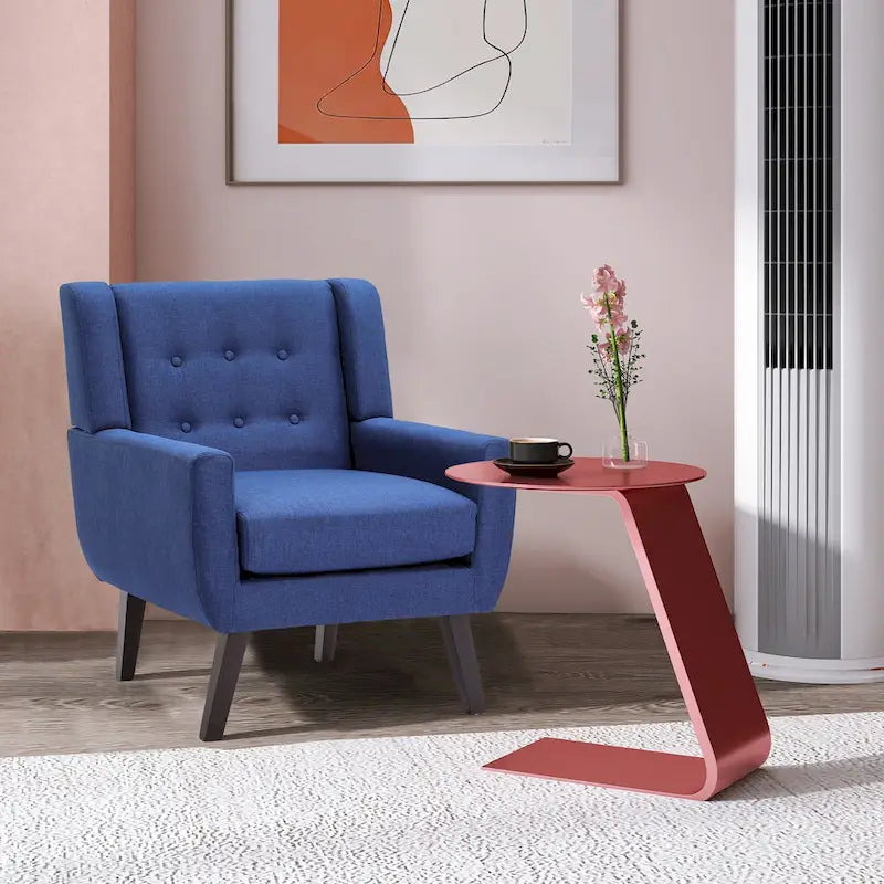 Modern Linen Button Tufted Arm Chair 7