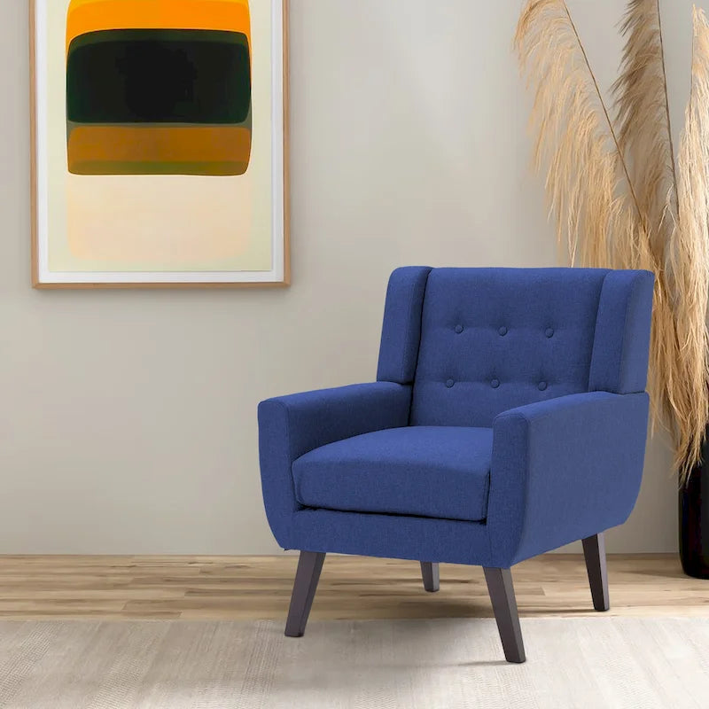 Modern Linen Button Tufted Arm Chair 9