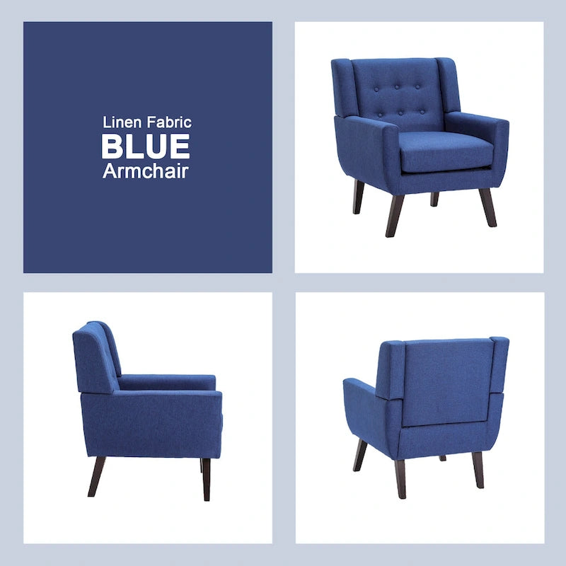 Modern Linen Button Tufted Arm Chair 10