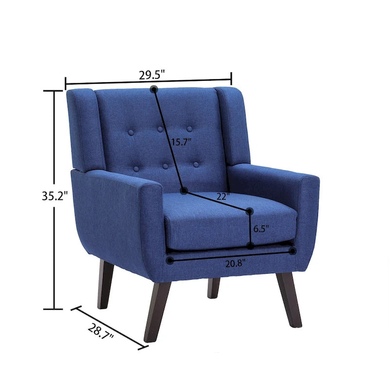 Modern Linen Button Tufted Arm Chair 11