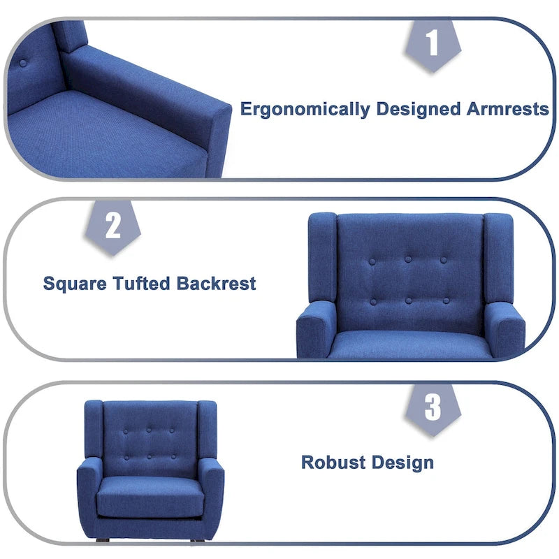 Modern Linen Button Tufted Arm Chair 13