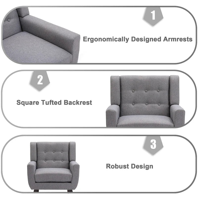 Modern Linen Button Tufted Arm Chair 16