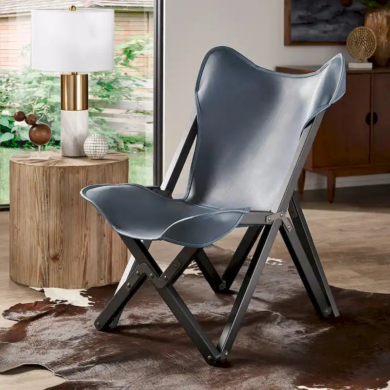 Cantu Genuine Top Grain Leather Tripolina Sling Chair by iNSPIRE Q Modern 4