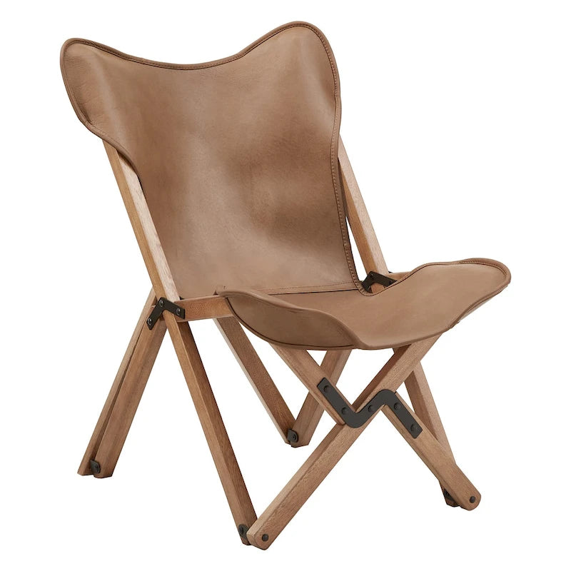 Cantu Genuine Top Grain Leather Tripolina Sling Chair by iNSPIRE Q Modern 14