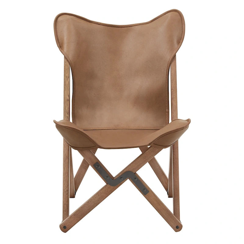 Cantu Genuine Top Grain Leather Tripolina Sling Chair by iNSPIRE Q Modern 15