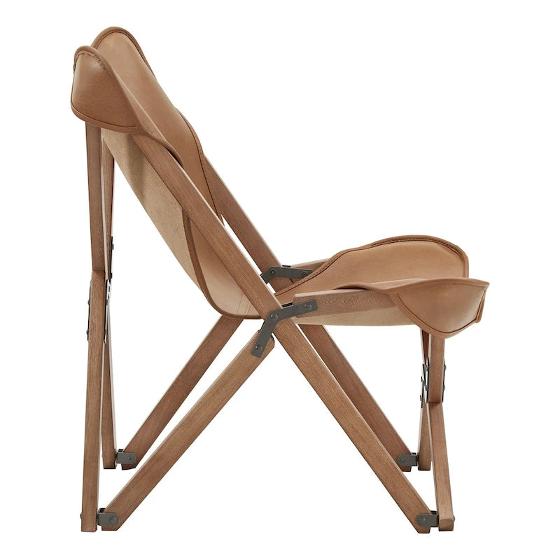 Cantu Genuine Top Grain Leather Tripolina Sling Chair by iNSPIRE Q Modern 16
