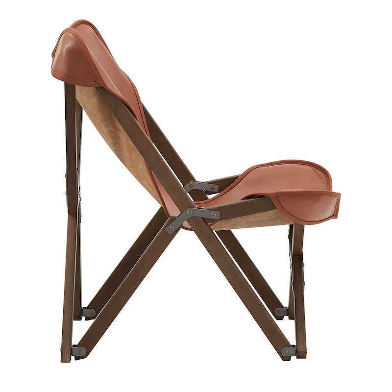 Cantu Genuine Top Grain Leather Tripolina Sling Chair by iNSPIRE Q Modern 26