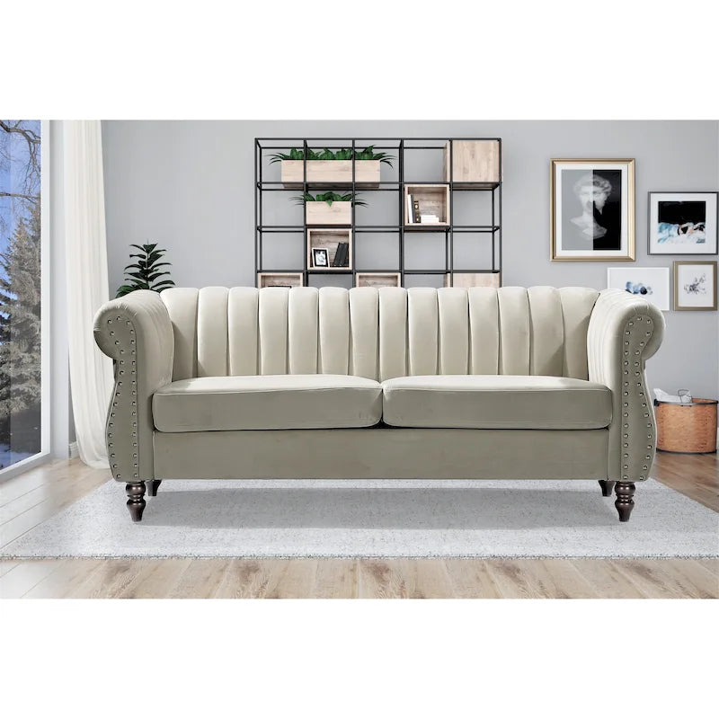 Divano con braccioli arrotolati Chester Charlot Velvet 15