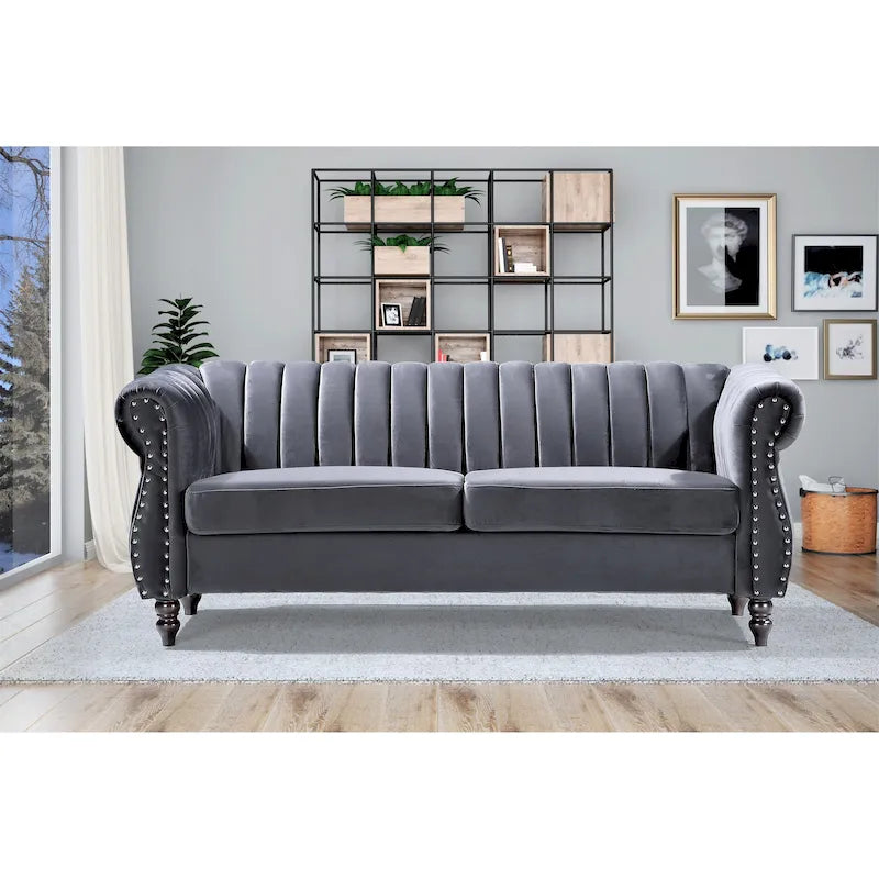 Divano con braccioli arrotolati Chester Charlot Velvet 16