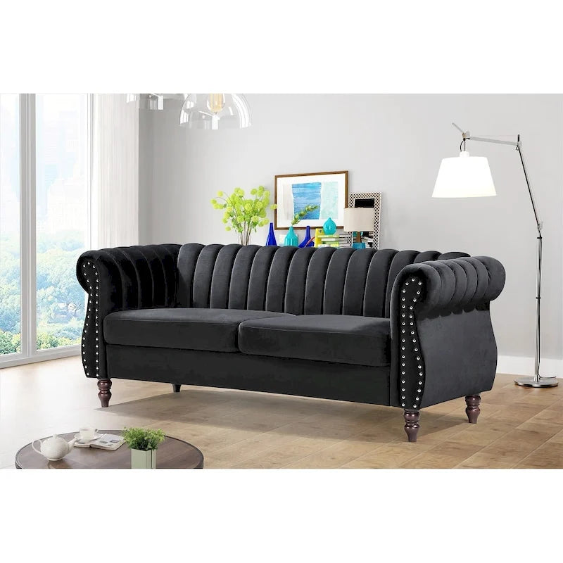 Divano con braccioli arrotolati Chester Charlot Velvet 12