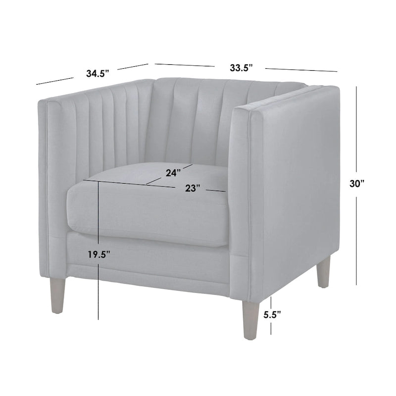 Lifestorey Paxton Channel Stitch Tuxedo Chair 13