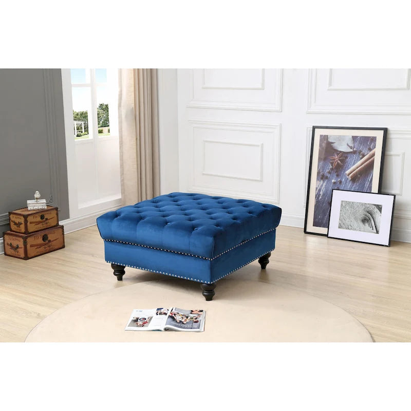 Nola Velvet Tufted Oversized Ottoman