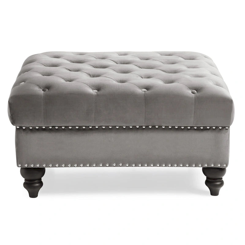 Nola Velvet Tufted Oversized Ottoman 8
