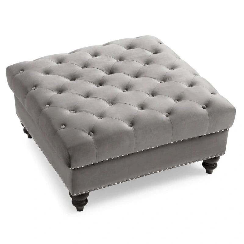 Nola Velvet Tufted Oversized Ottoman 9