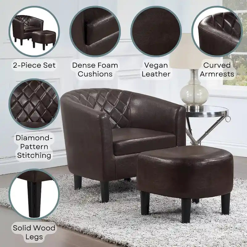 Convenience Concepts Sedia d'accento con pouf Roosevelt Take a Seat 6