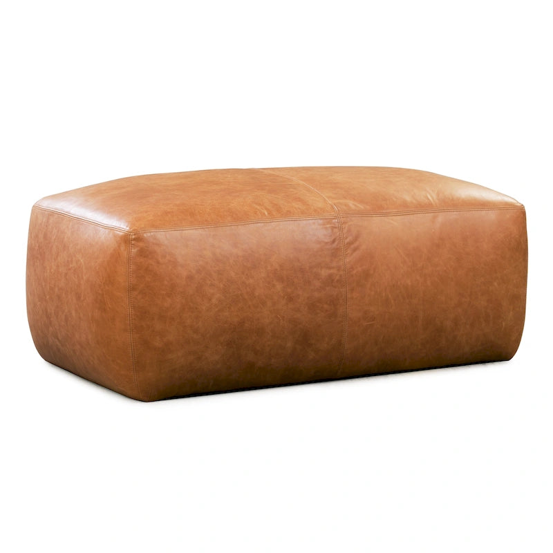 Poly & Bark Denver Leather Ottoman - Full Grain Genuine Italian Leather 35
