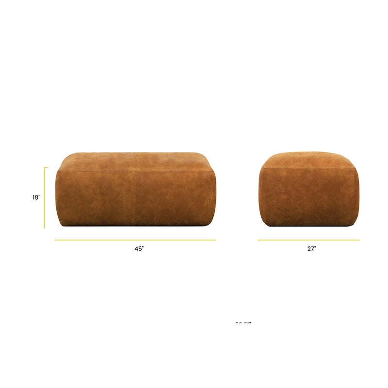 Poly & Bark Denver Leather Ottoman - Full Grain Genuine Italian Leather 11