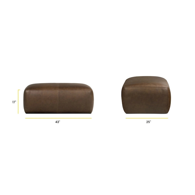 Poly & Bark Denver Leather Ottoman - Full Grain Genuine Italian Leather 23