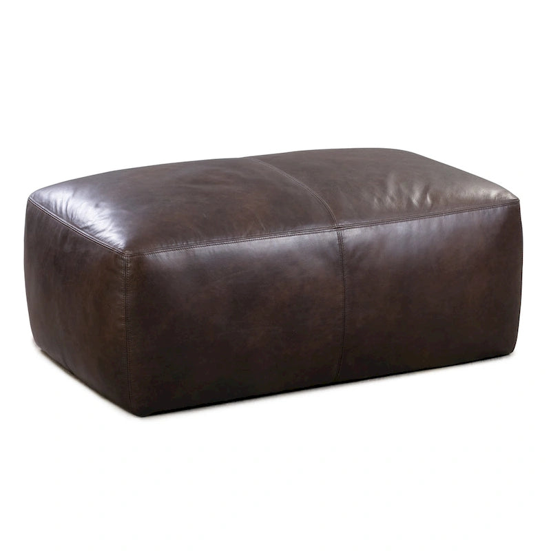 Poly & Bark Denver Leather Ottoman - Full Grain Genuine Italian Leather 27