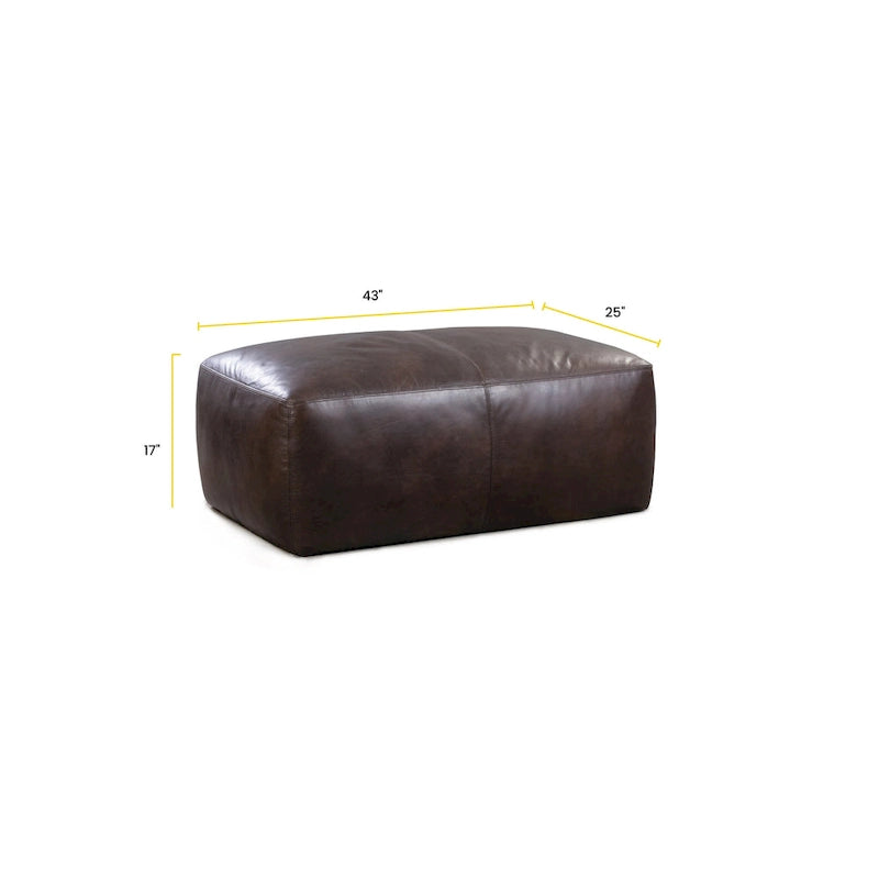 Poly & Bark Denver Leather Ottoman - Full Grain Genuine Italian Leather 32