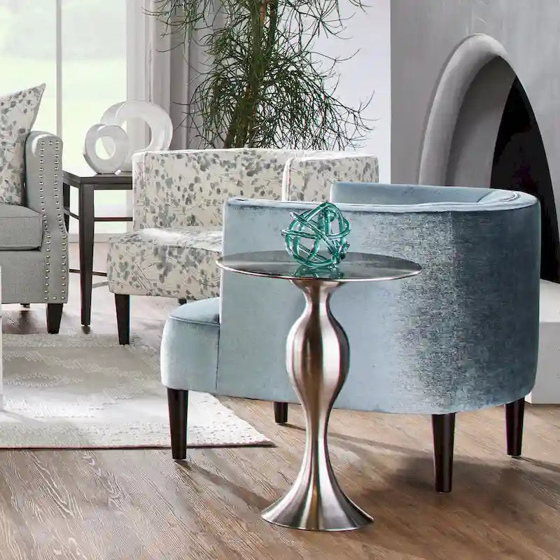 Roundhill Furniture Isla Chenille Oversized Living Room Barrel Accent Chair with Arms 6