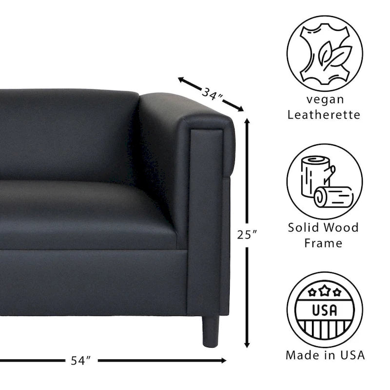 Coast to Coast Sofas Divano a Due Posti Moderno di Metà Secolo Ecopelle Struttura in Legno Massello Imbottito