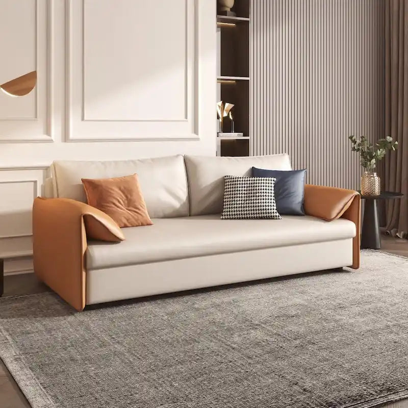 JASIWAY 65.4 Vegan Leather Sofa Bed Sleeper Sofa 7