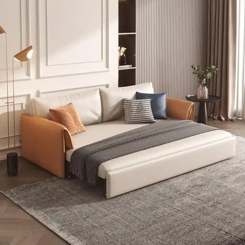 JASIWAY 65.4 Vegan Leather Sofa Bed Sleeper Sofa 8