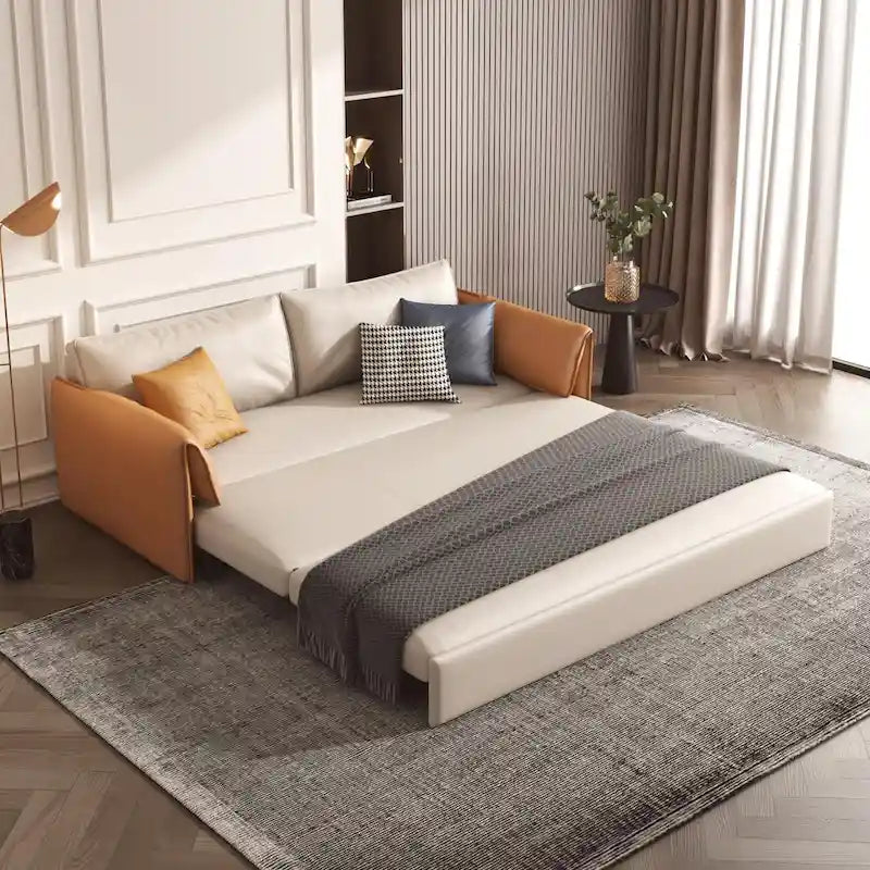 JASIWAY 65.4 Vegan Leather Sofa Bed Sleeper Sofa 9