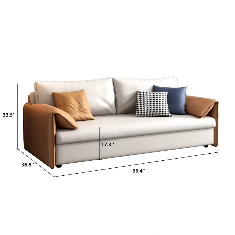 JASIWAY 65.4 Vegan Leather Sofa Bed Sleeper Sofa 12