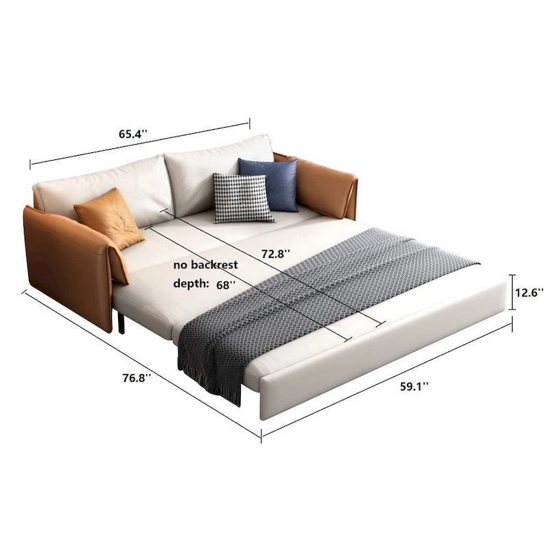 JASIWAY 65.4 Vegan Leather Sofa Bed Sleeper Sofa 13