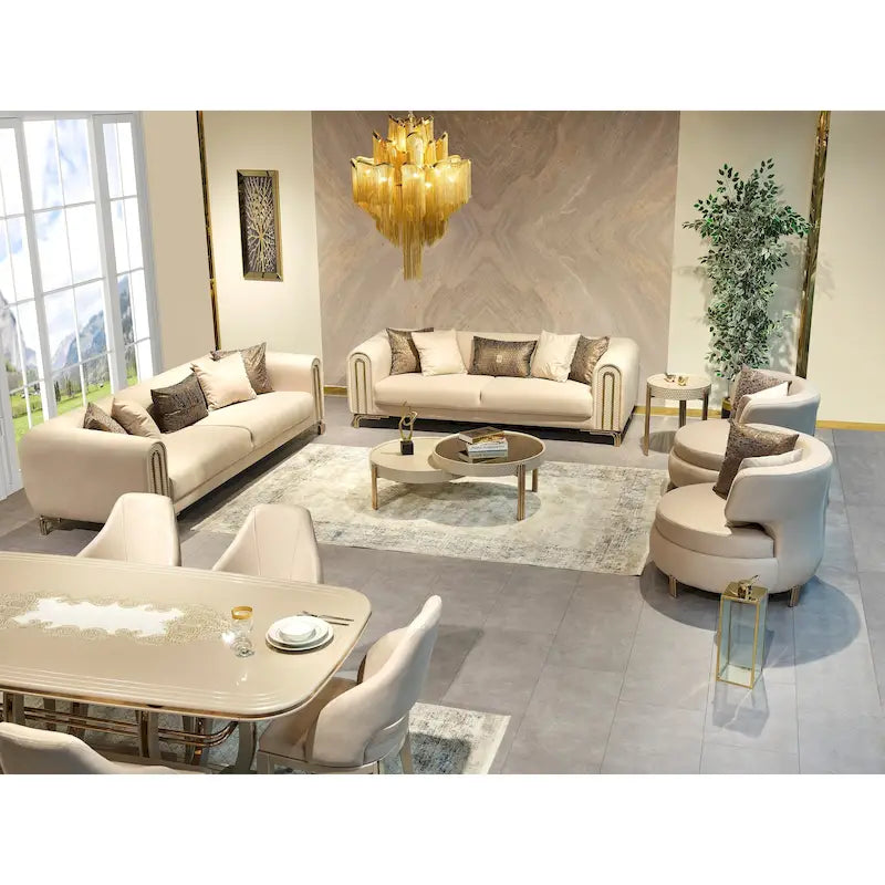 Parisle 4 Pieces Living Room Sets 2 Sofa 2 Chair 1 Coffe Table 4