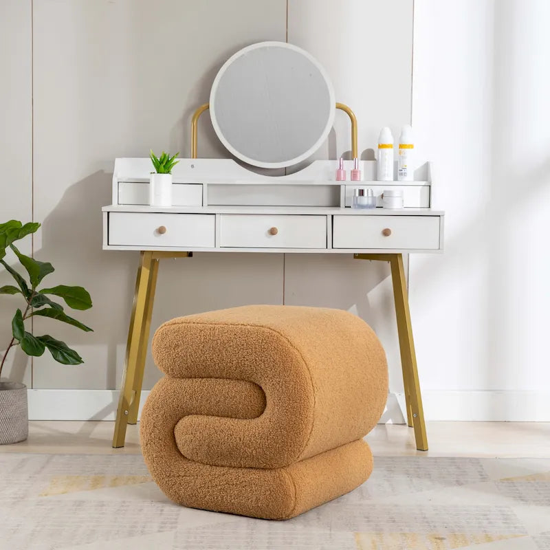 Modern S-shape Ottoman Makeup Stool Footstool for Living Room,Bedroom 37