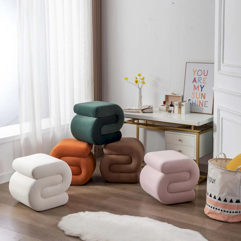 Modern S-shape Ottoman Makeup Stool Footstool for Living Room,Bedroom
