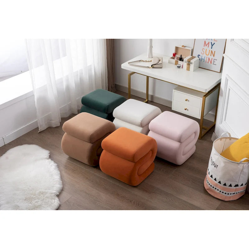 Modern S-shape Ottoman Makeup Stool Footstool for Living Room,Bedroom 3