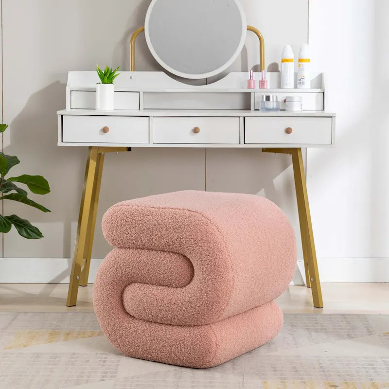 Modern S-shape Ottoman Makeup Stool Footstool for Living Room,Bedroom 7