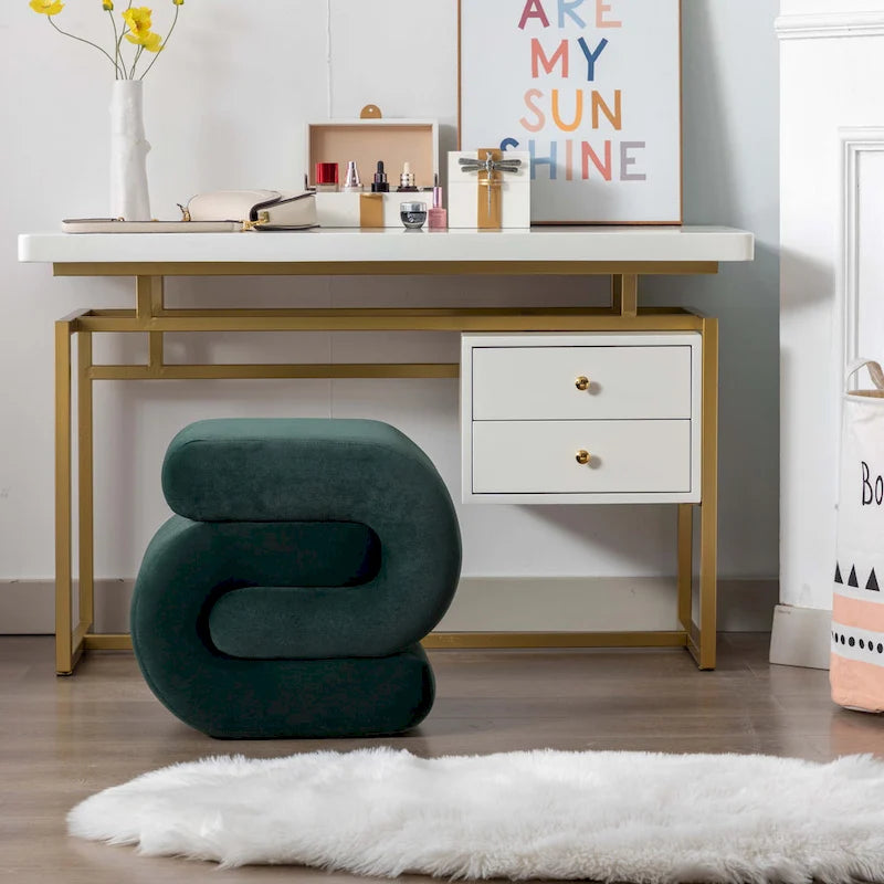 Modern S-shape Ottoman Makeup Stool Footstool for Living Room,Bedroom 9