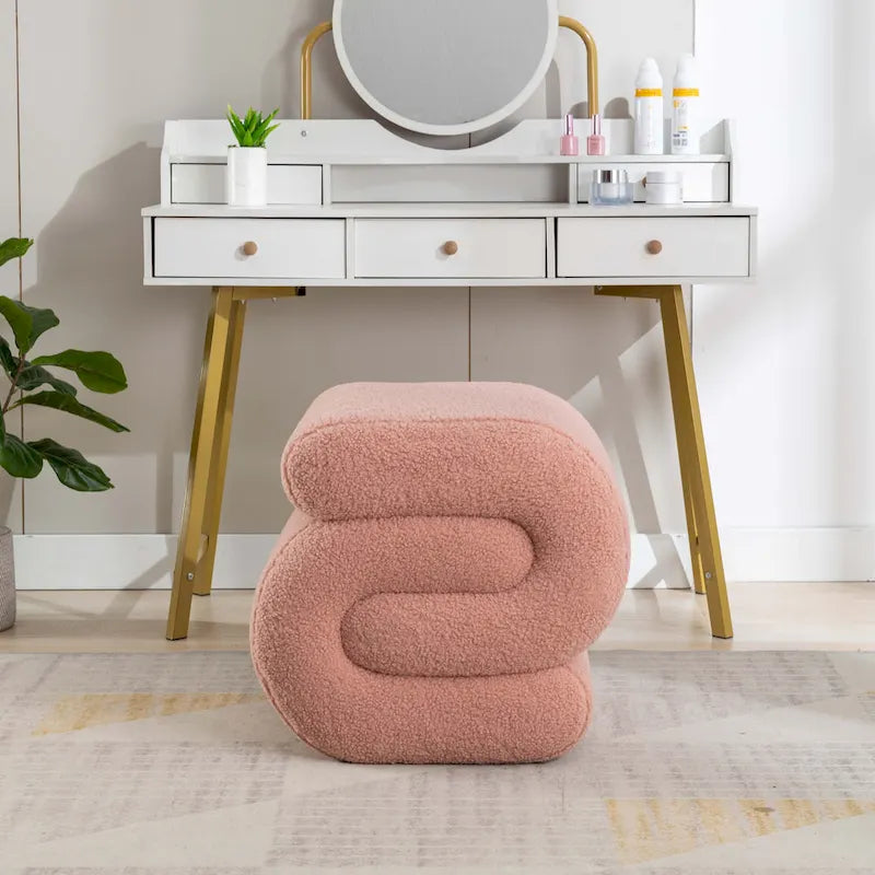 Modern S-shape Ottoman Makeup Stool Footstool for Living Room,Bedroom 10