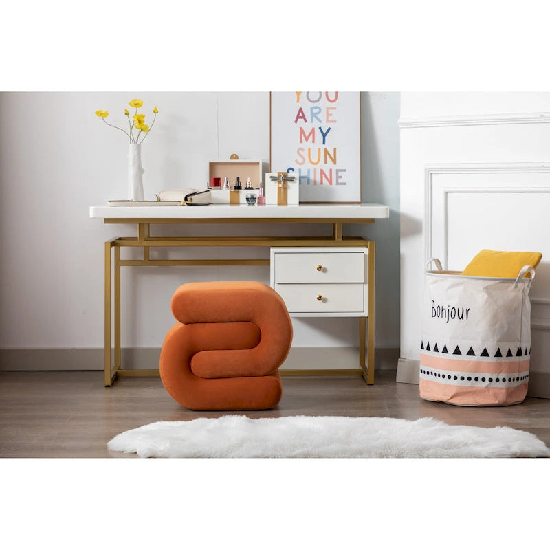 Modern S-shape Ottoman Makeup Stool Footstool for Living Room,Bedroom 11