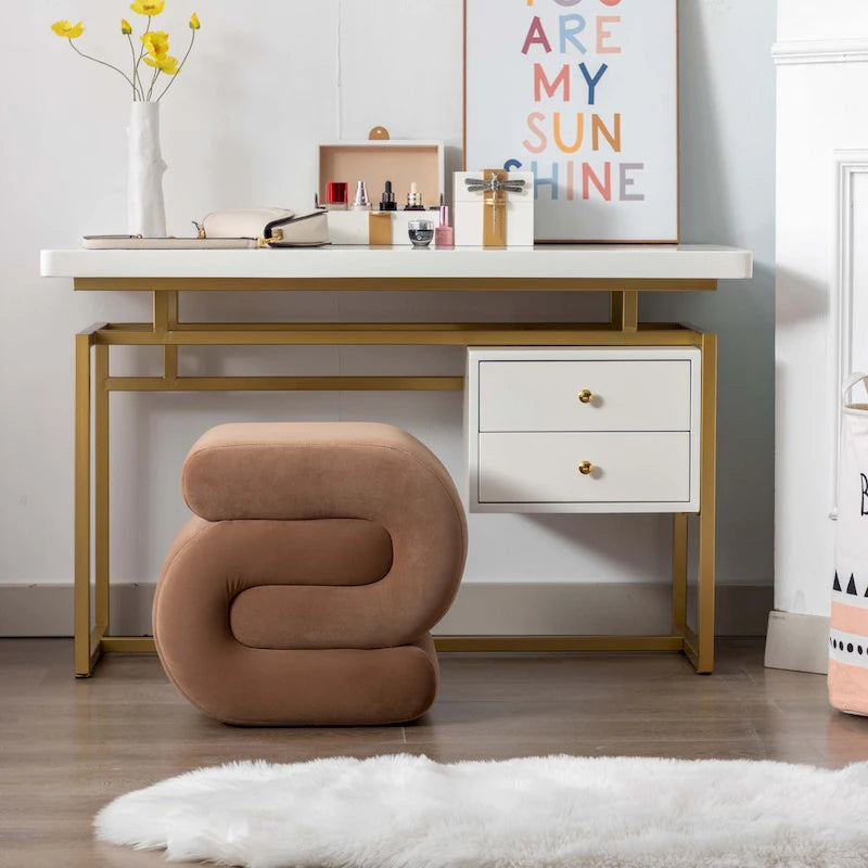 Modern S-shape Ottoman Makeup Stool Footstool for Living Room,Bedroom 12