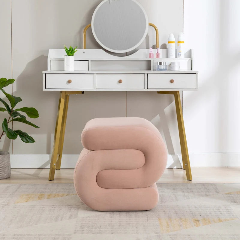 Modern S-shape Ottoman Makeup Stool Footstool for Living Room,Bedroom 14