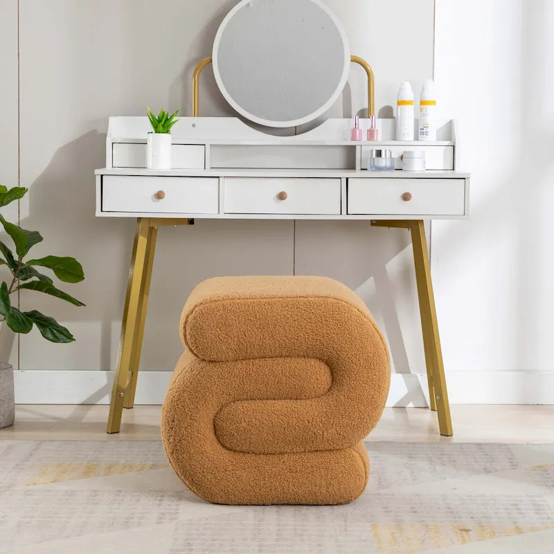 Modern S-shape Ottoman Makeup Stool Footstool for Living Room,Bedroom 20