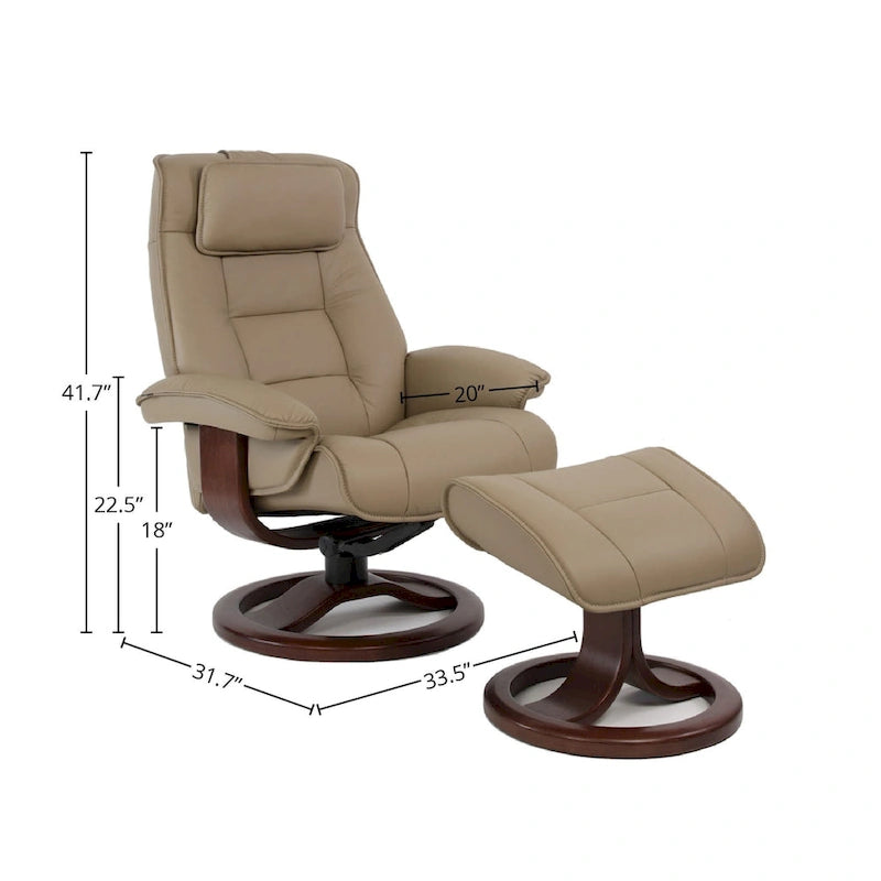 Fjords Mustang Leather Recliner and Ottoman 5