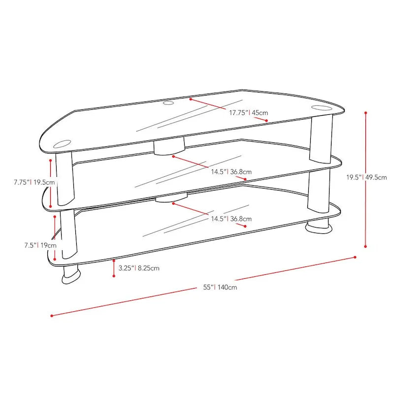 Laguna Corner Satin Black TV Stand, for up to 65 TVs 5