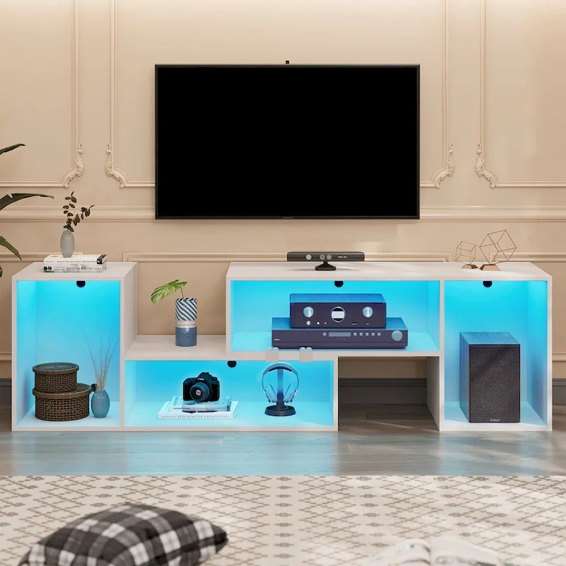 Mobile TV fai da te Moasis Modern, centro d'intrattenimento deformabile con striscia luminosa a LED 11