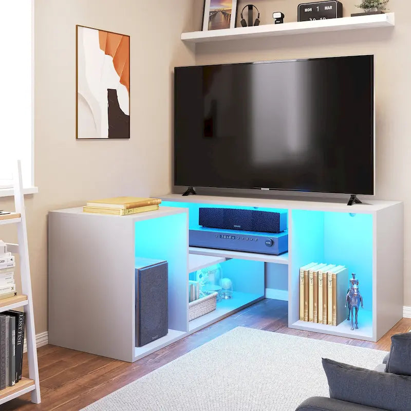Mobile TV fai da te Moasis Modern, centro d'intrattenimento deformabile con striscia luminosa a LED 12