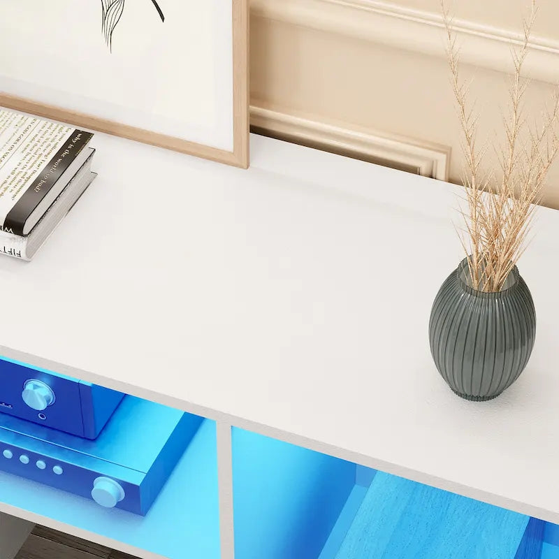 Mobile TV fai da te Moasis Modern, centro d'intrattenimento deformabile con striscia luminosa a LED 14