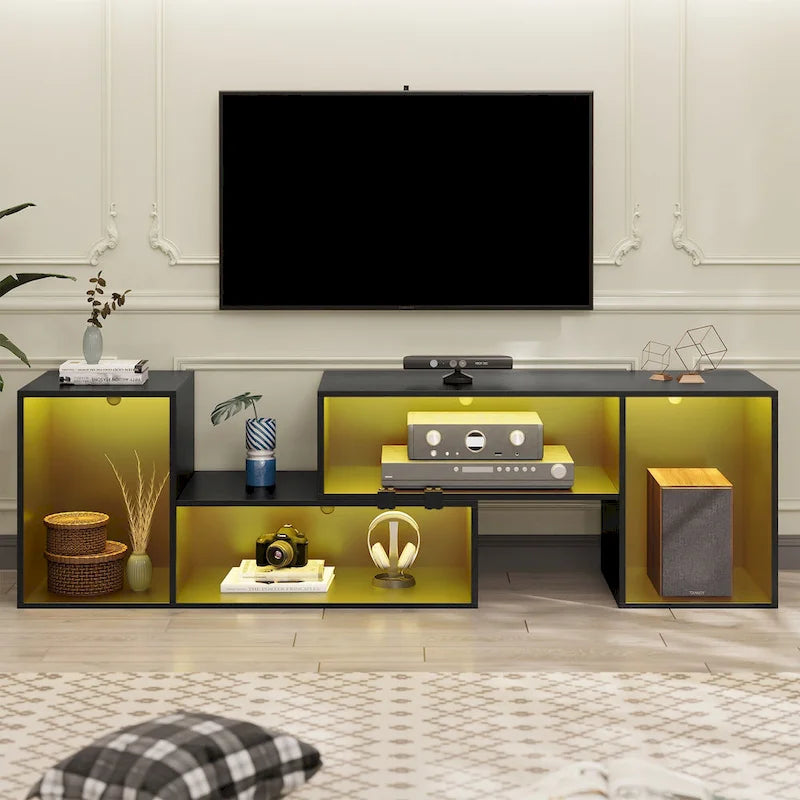 Mobile TV fai da te Moasis Modern, centro d'intrattenimento deformabile con striscia luminosa a LED 20