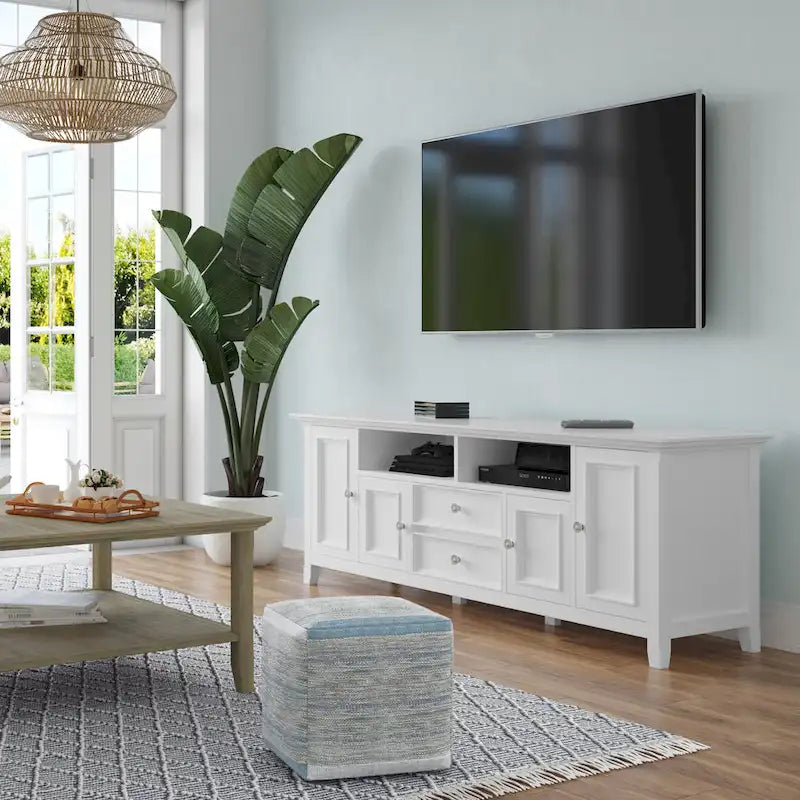 WYNDENHALL Halifax 72 inch Wide Solid Wood Transitional TV Stand - 72w x 19d x 26 h 12
